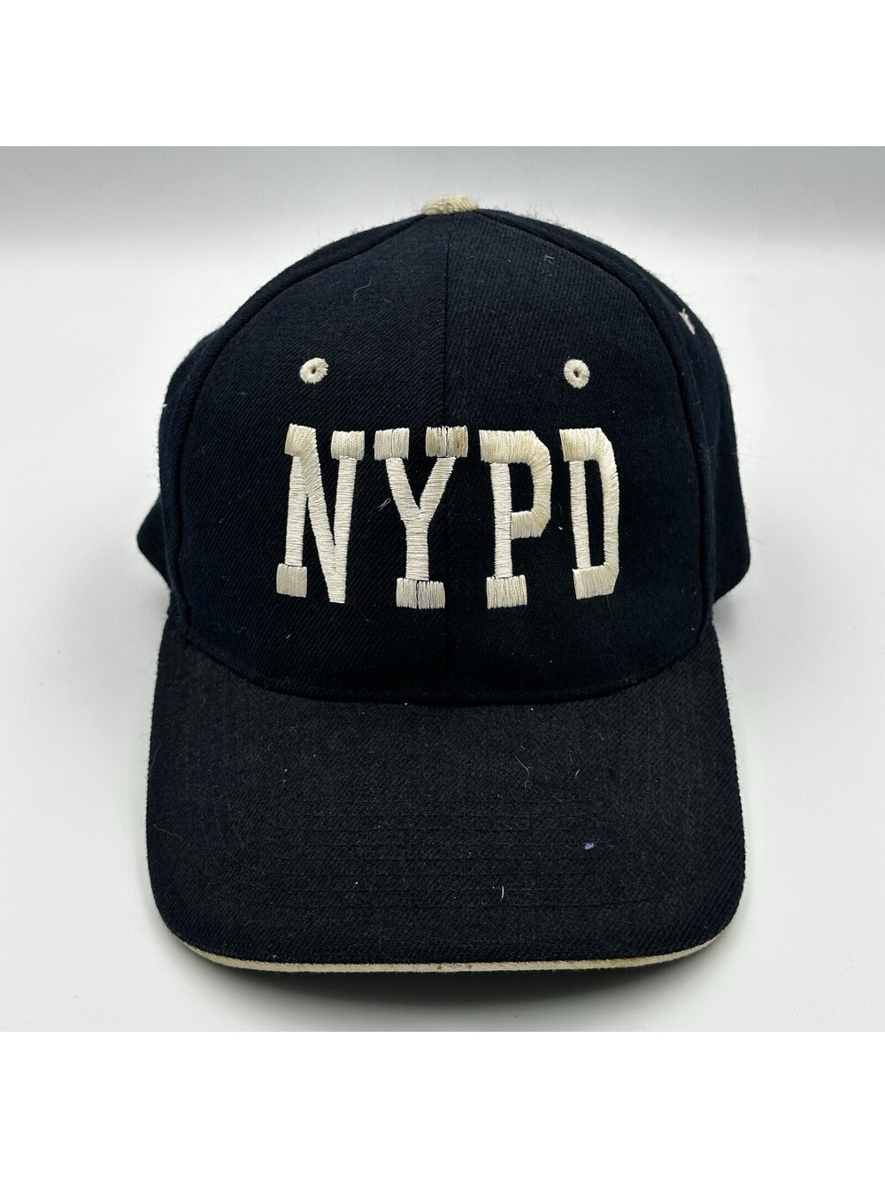 NYPD Hat Navy Blue Cream Teener Wool Blend Snap Strapback Cap Made In Korea